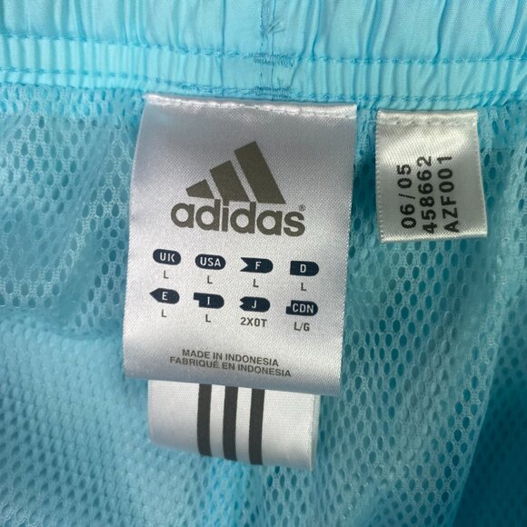 NWOT Vintage Y2K Adidas Windbreaker Track Pants Women's Large Semi Blue Burst - Picture 10 of 16